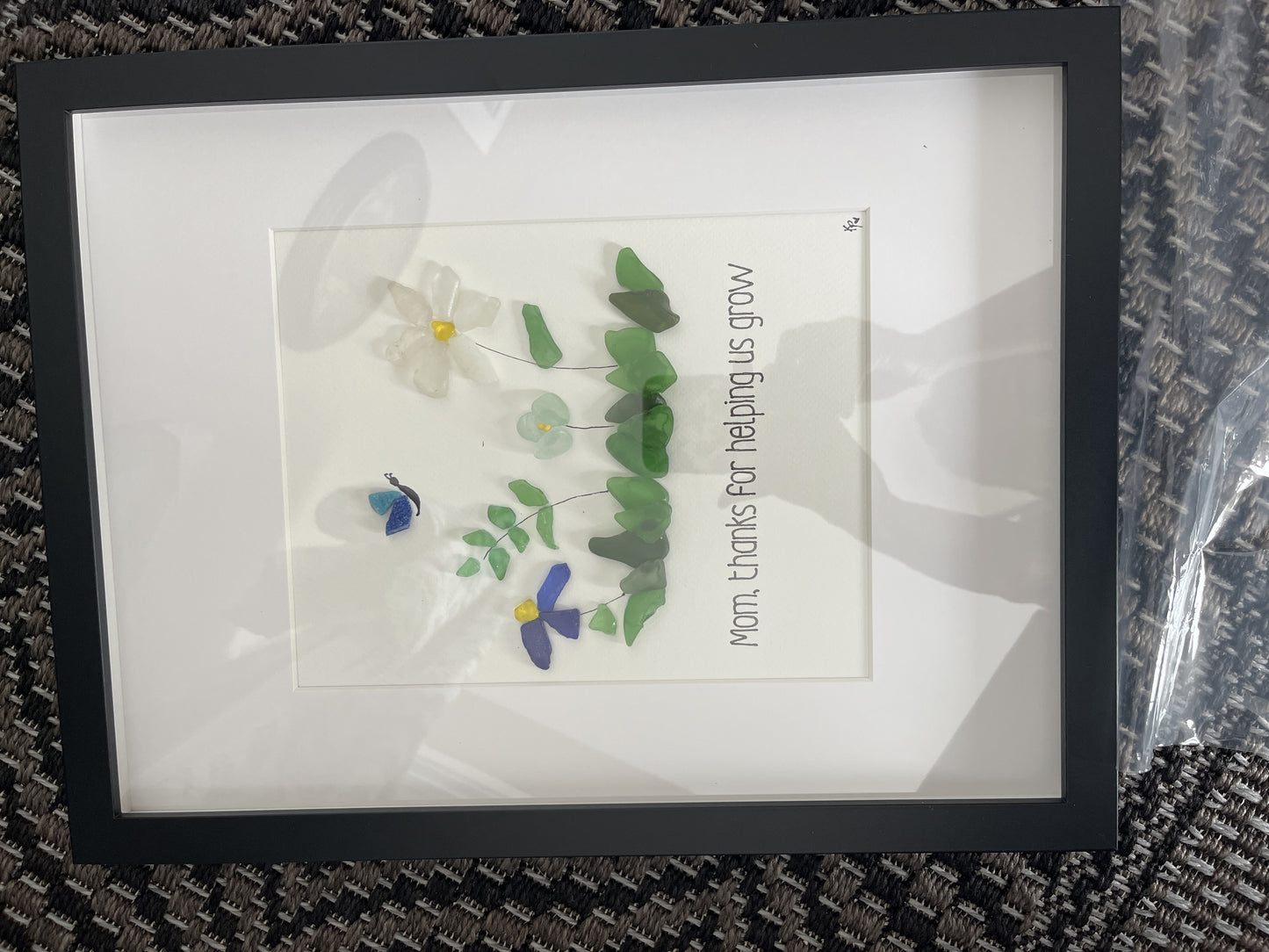 Flowers Mom Sea Glass 13x17 black framed picture