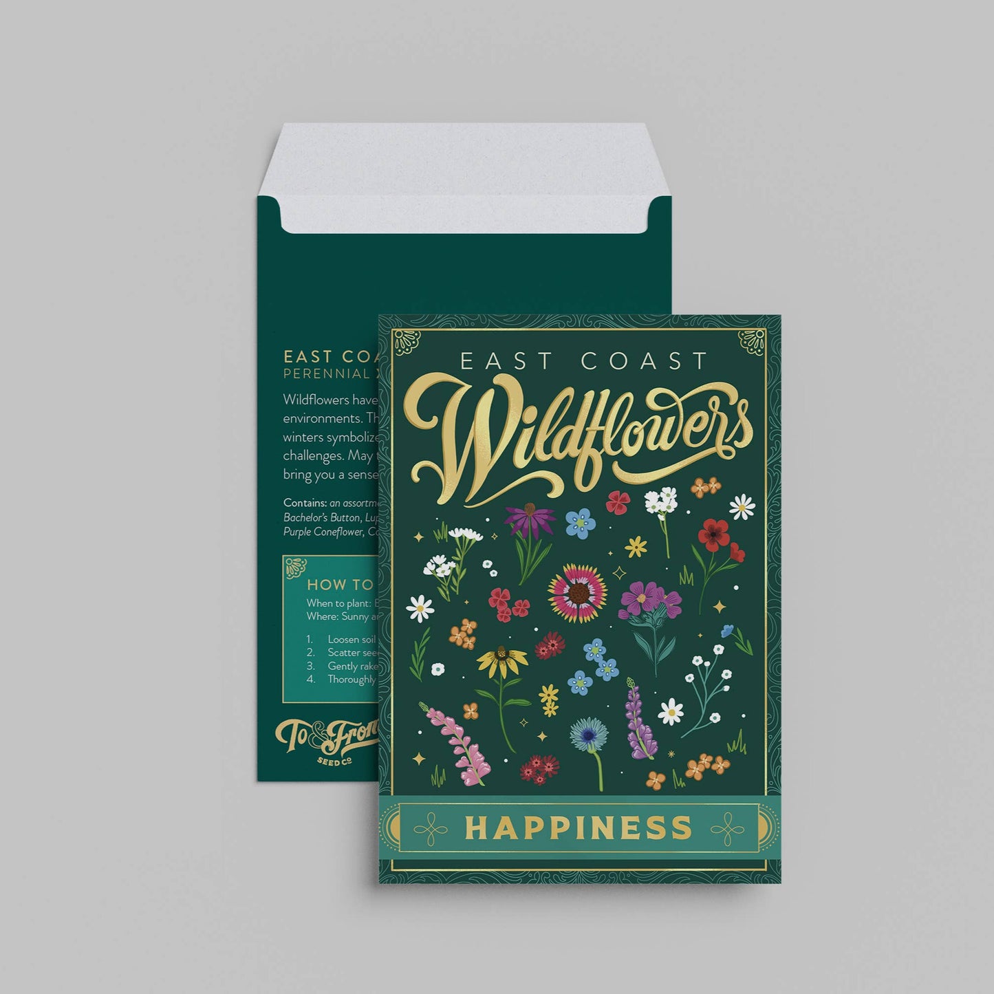 Floriography Seed Packet Countertop Display + 100 Seed Packets