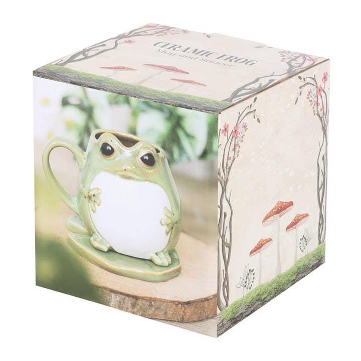 Frog Shaped Ceramic Mug and Lily Pad Saucer