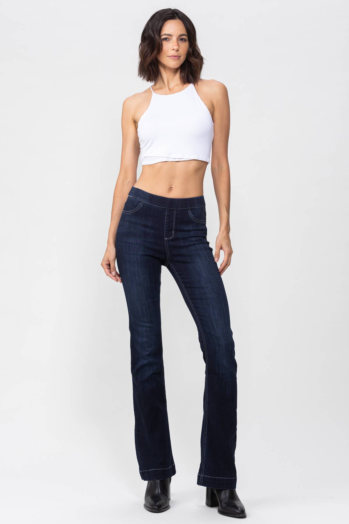 PLUS SIZE Indigo Pull On Flare