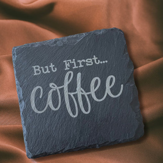 Coffee Themed Slate Coaster Set
