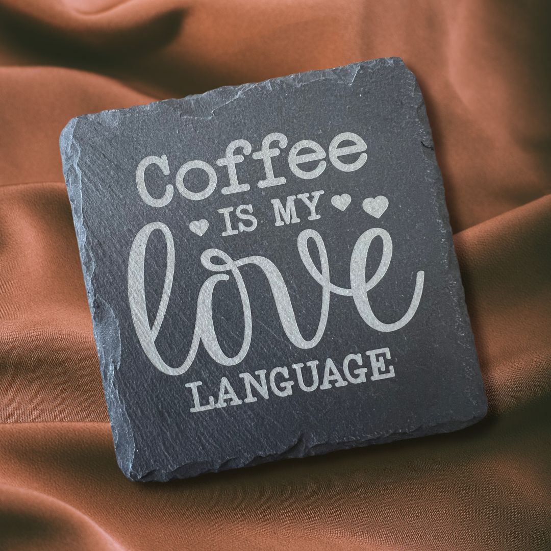 Coffee Themed Slate Coaster Set