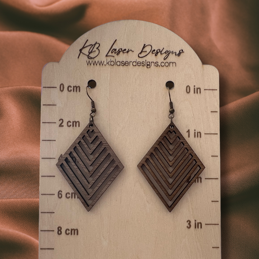Assorted Diamond Design Walnut Dangle Earrings