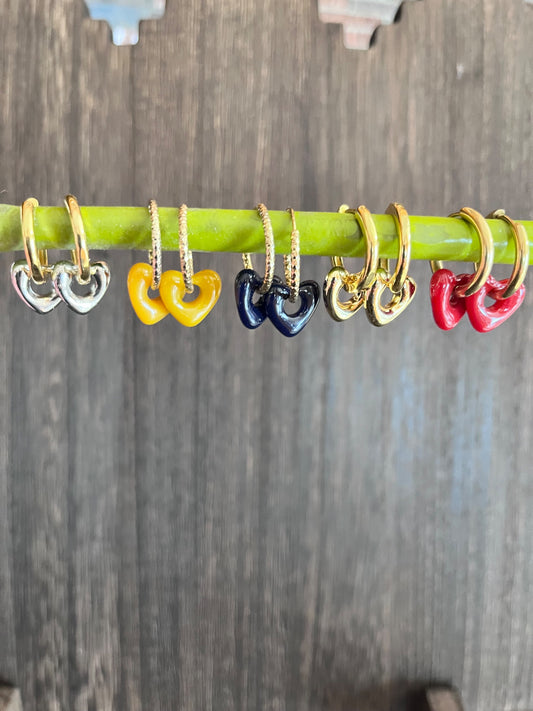 Resin Heart Hoop Earrings