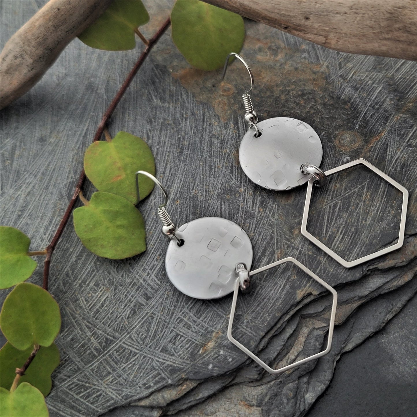 Hexagon Earrings Silver