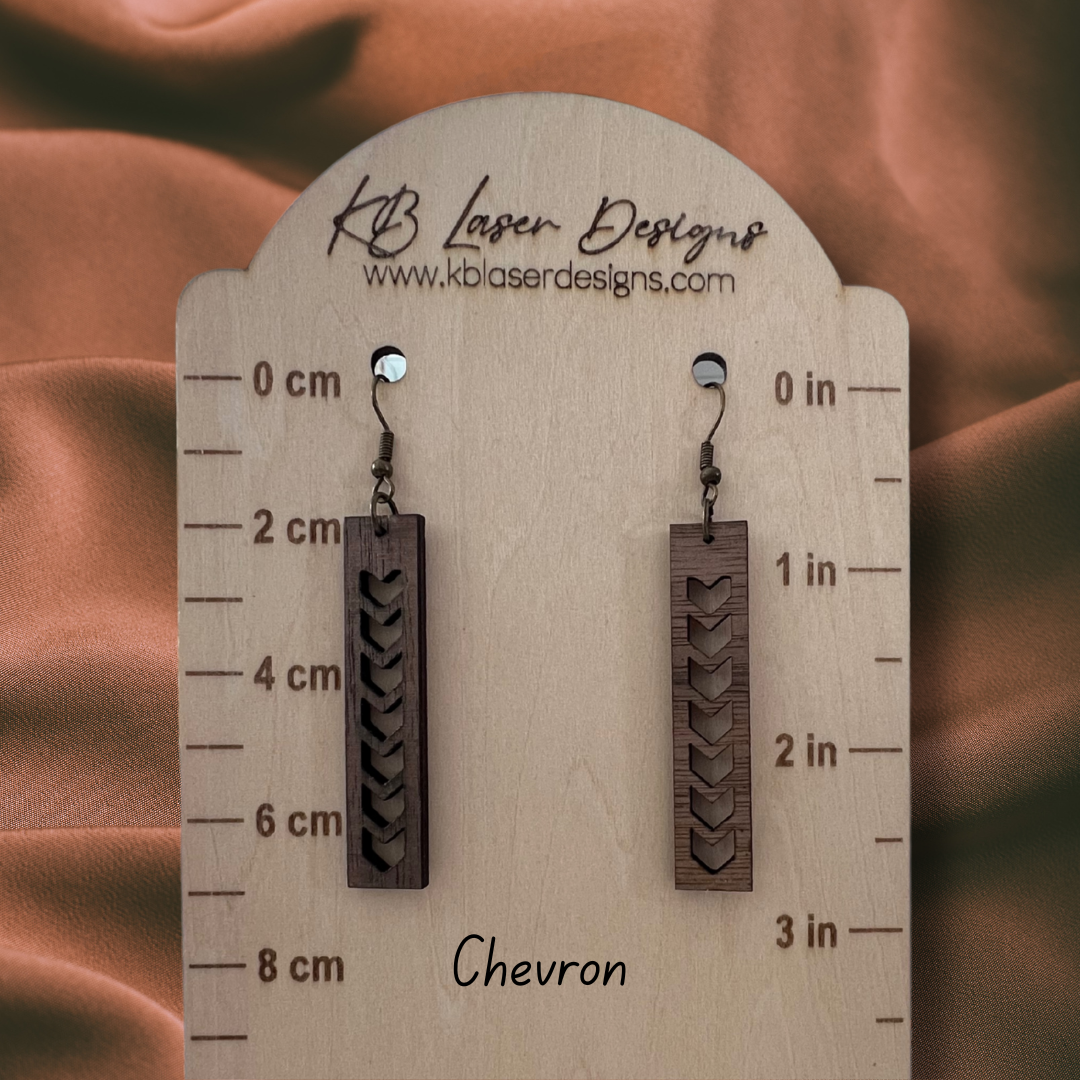 Assorted Bar Design Walnut Dangle Earrings