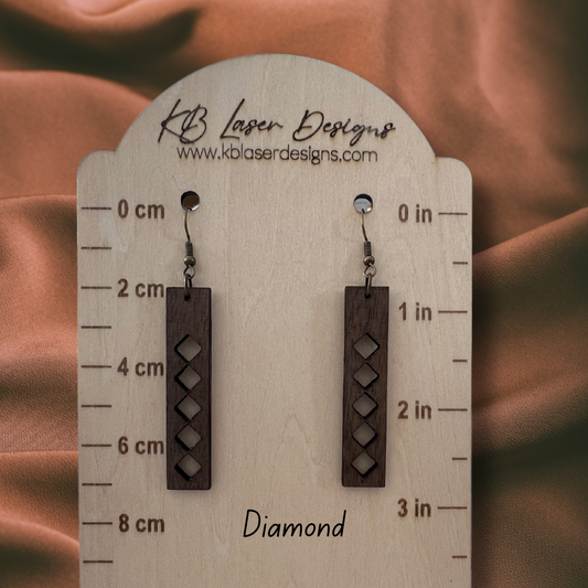 Assorted Bar Design Walnut Dangle Earrings