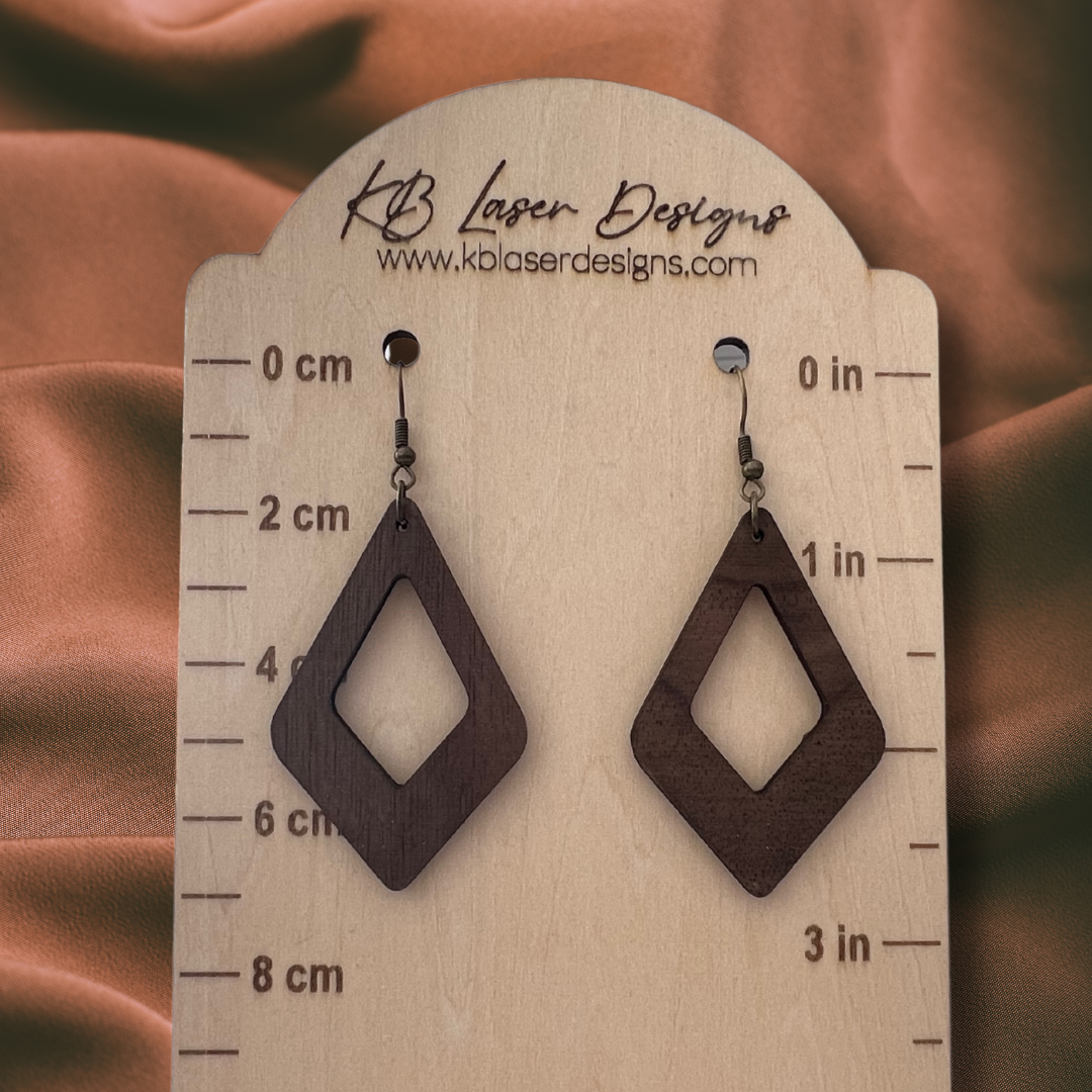 Assorted Diamond Design Walnut Dangle Earrings