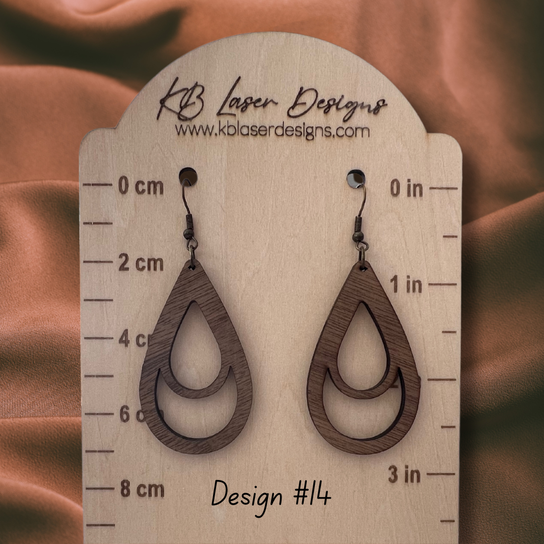 Assorted Geometric Design Walnut Dangle Earrings