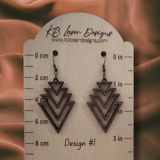 Assorted Geometric Design Walnut Dangle Earrings