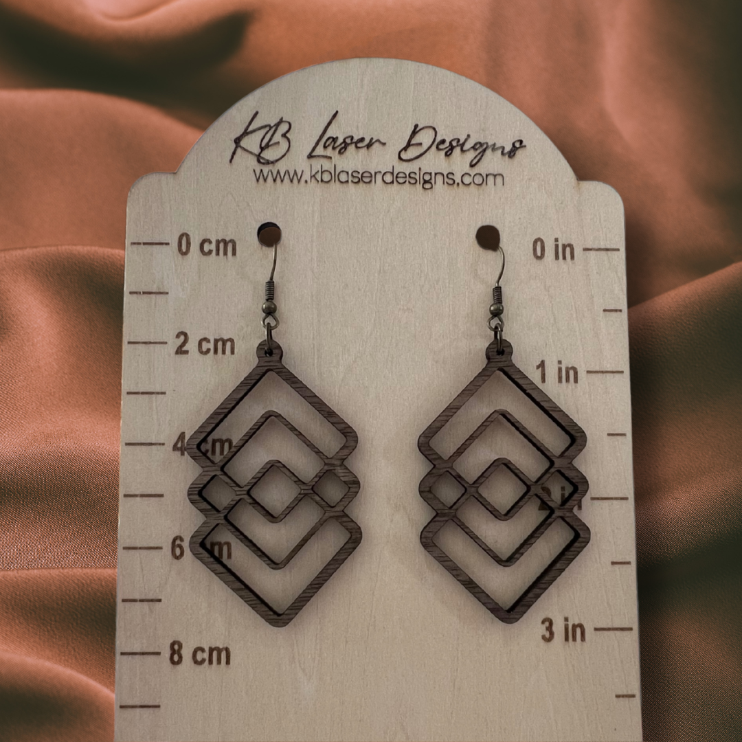 Assorted Diamond Design Walnut Dangle Earrings
