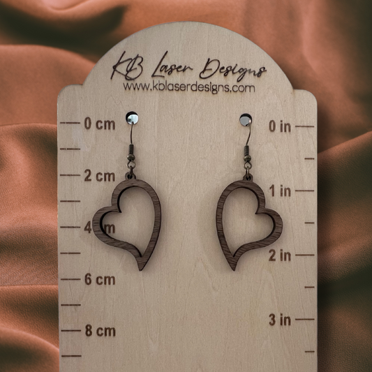 Assorted Heart Design Walnut Dangle Earrings