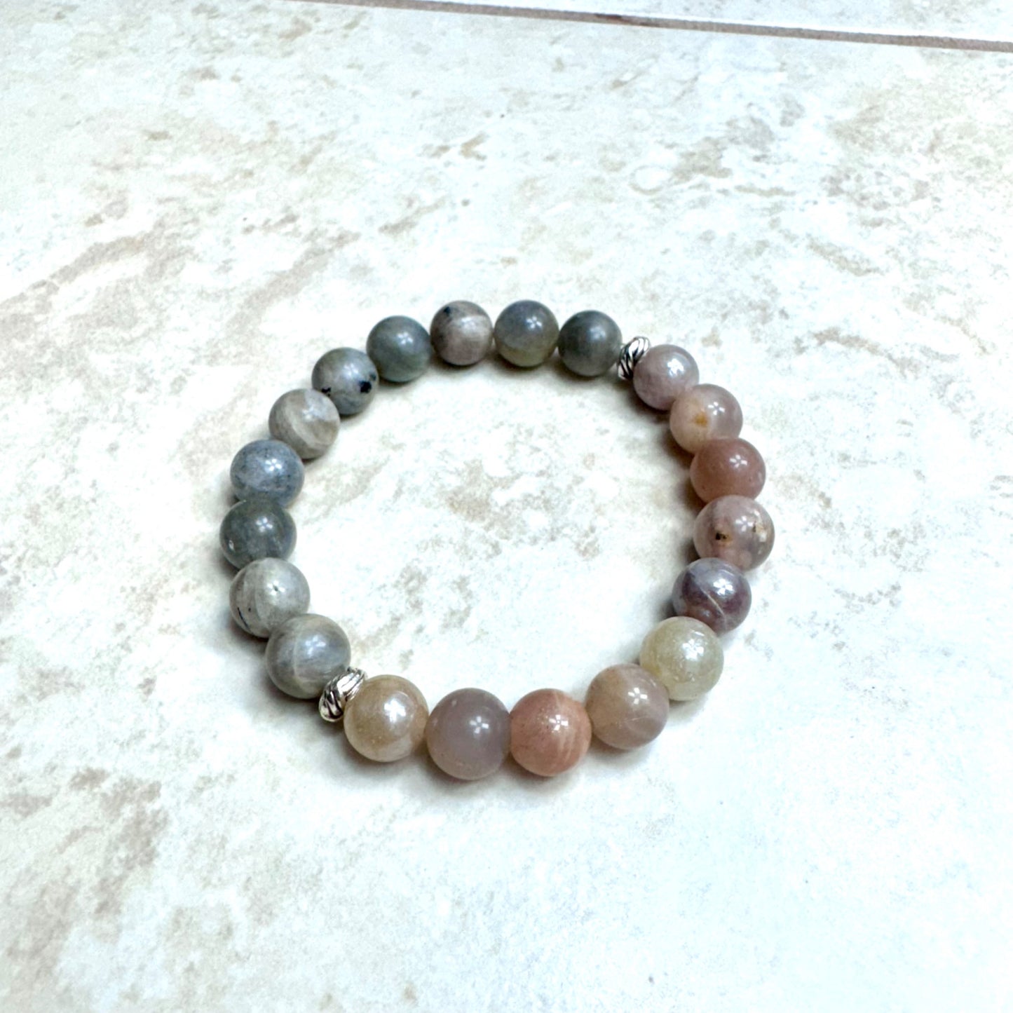 6" Sunstone & Labradorite Bracelet
