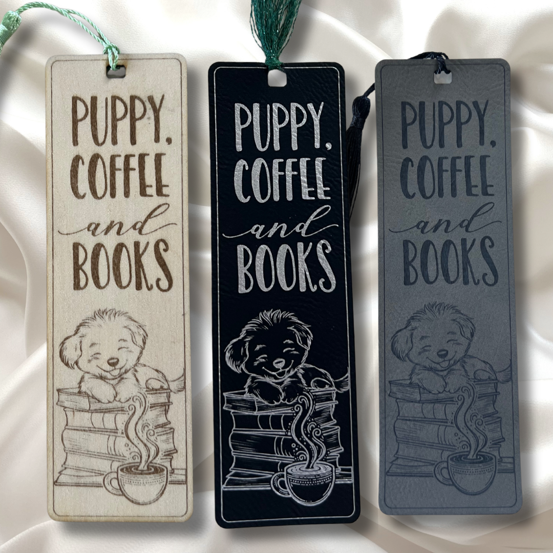 Puppy Coffee And Books Bookmark