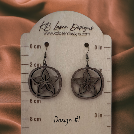 Assorted Round Design Walnut Dangle Earrings