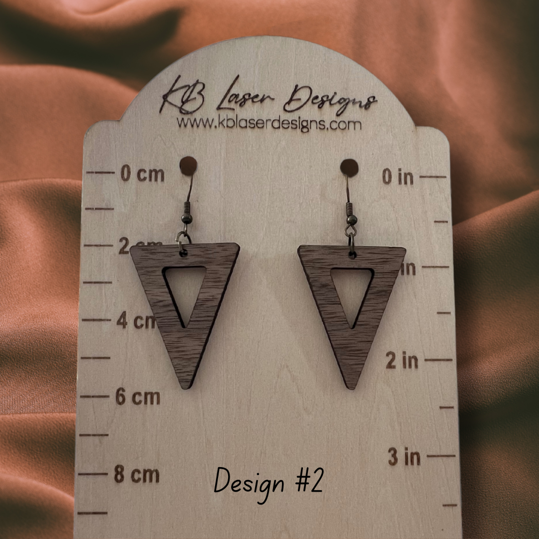 Assorted Triangle Design Walnut Dangle Earrings