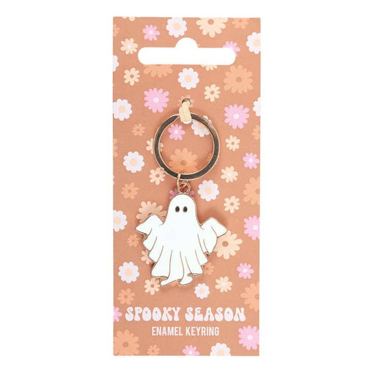 Spooky Season Groovy Ghost Halloween Keyring
