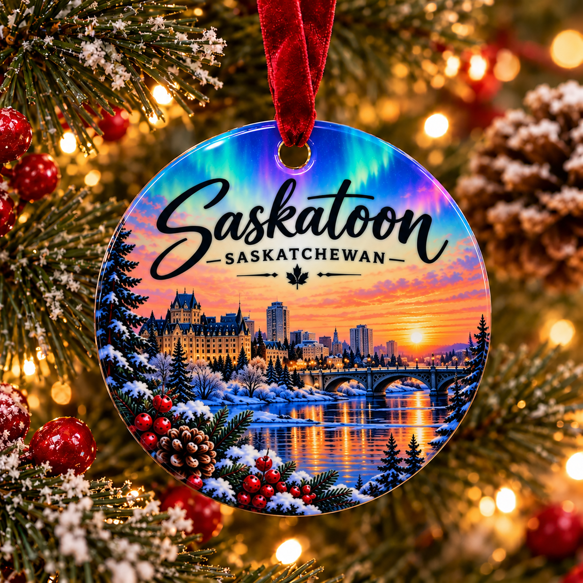 Saskatchewan Ceramic Christmas Ornament