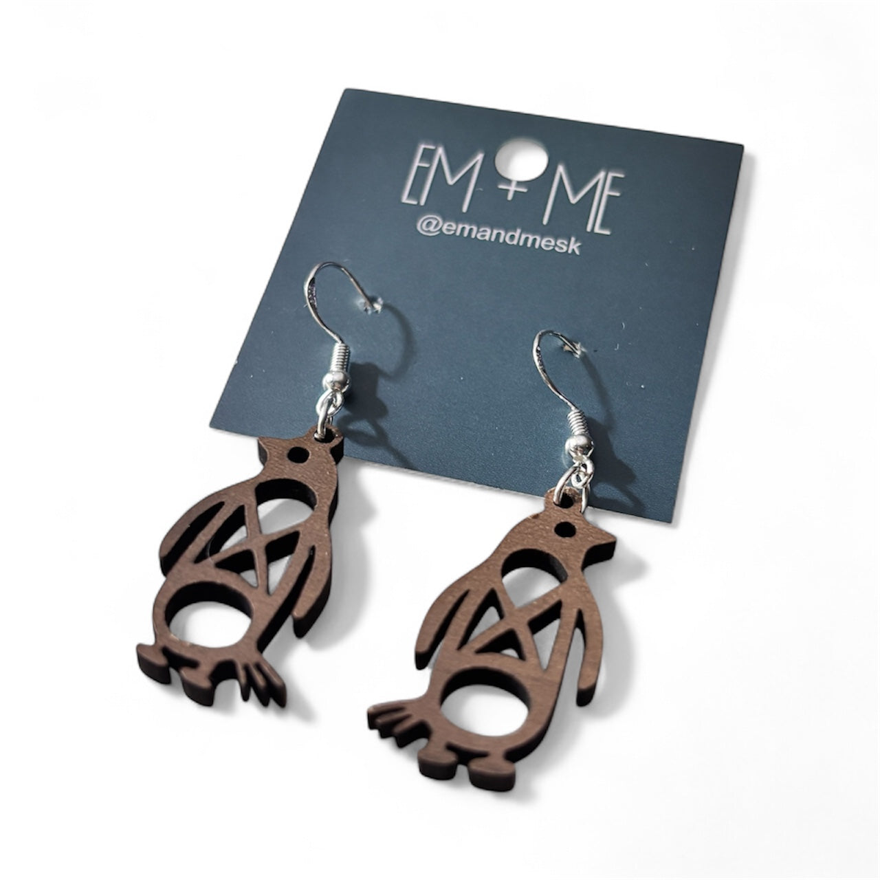 Animal wooden dangle earrings