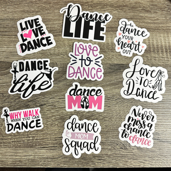Set Of 10 Dance Stickers/Decals