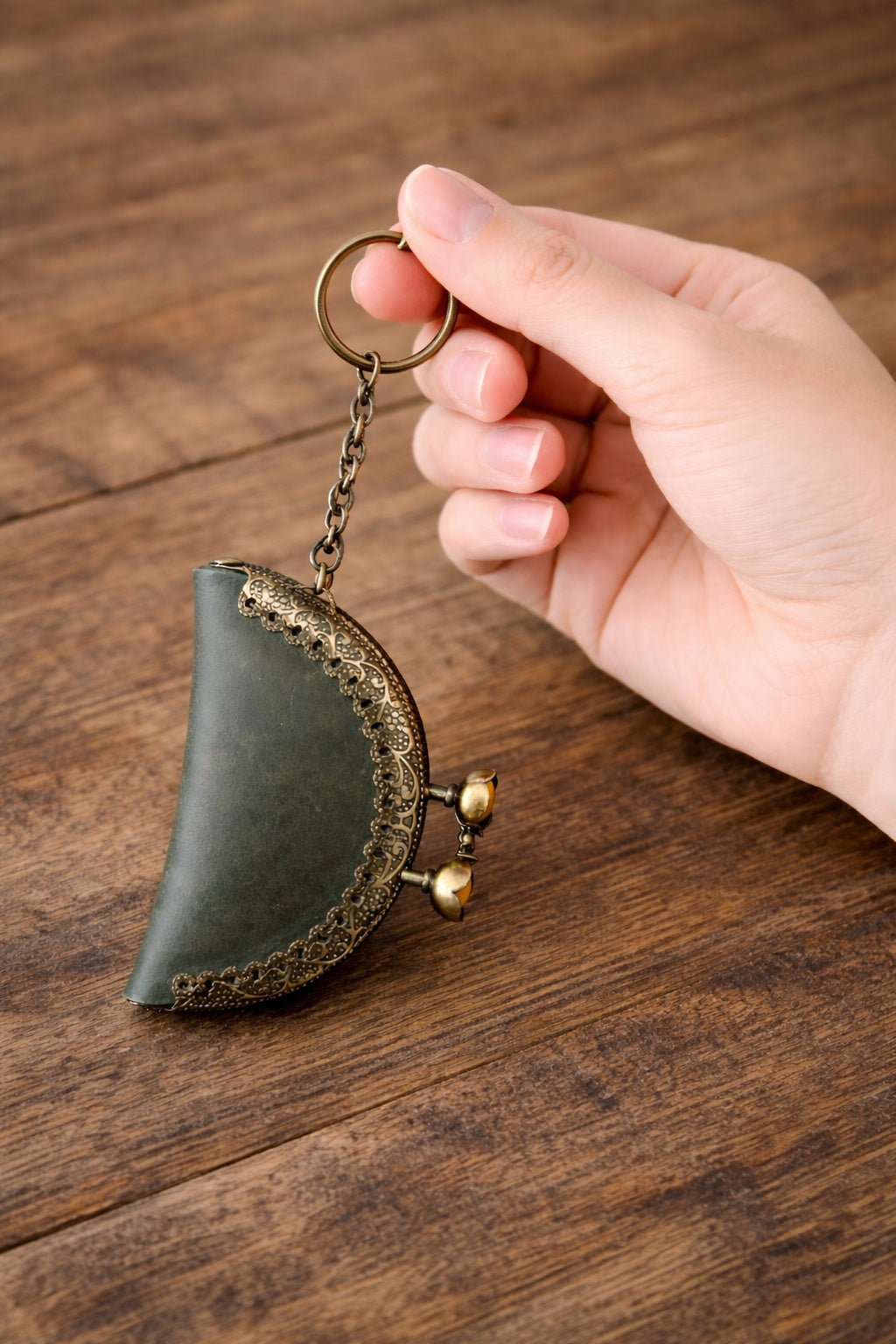 Vintage-style coin pouch; bag charm