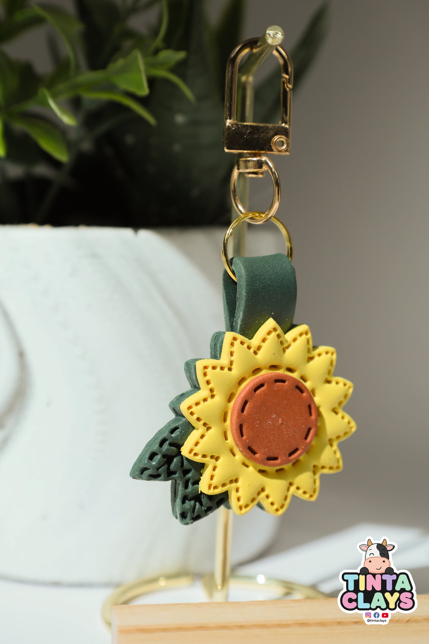 Sunflower Polymer Clay Keychain