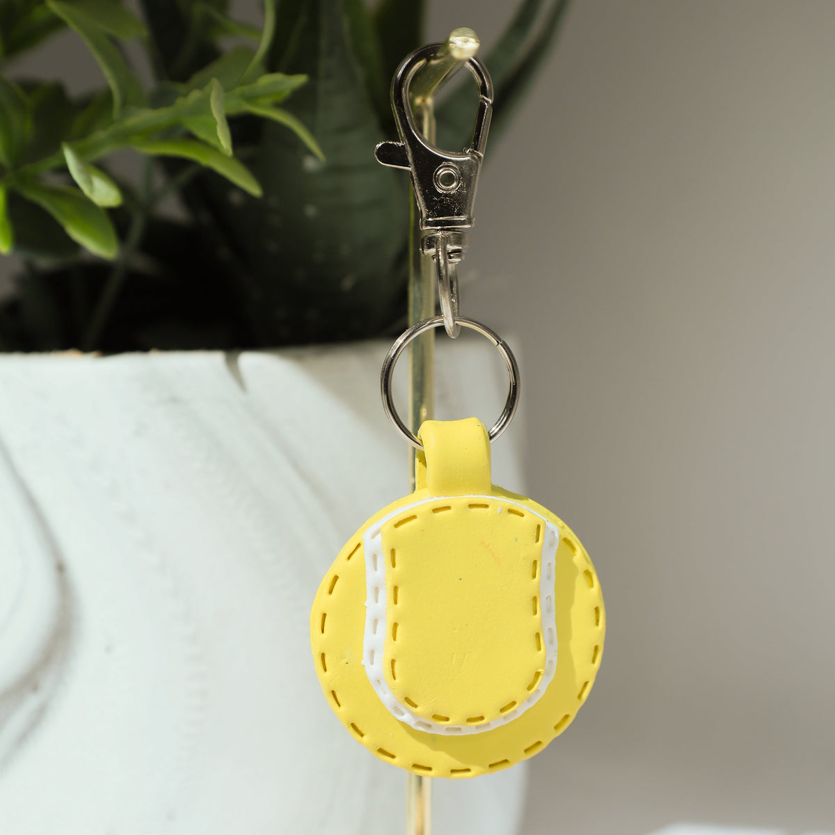 Tennis Ball Polymer Clay Keychain