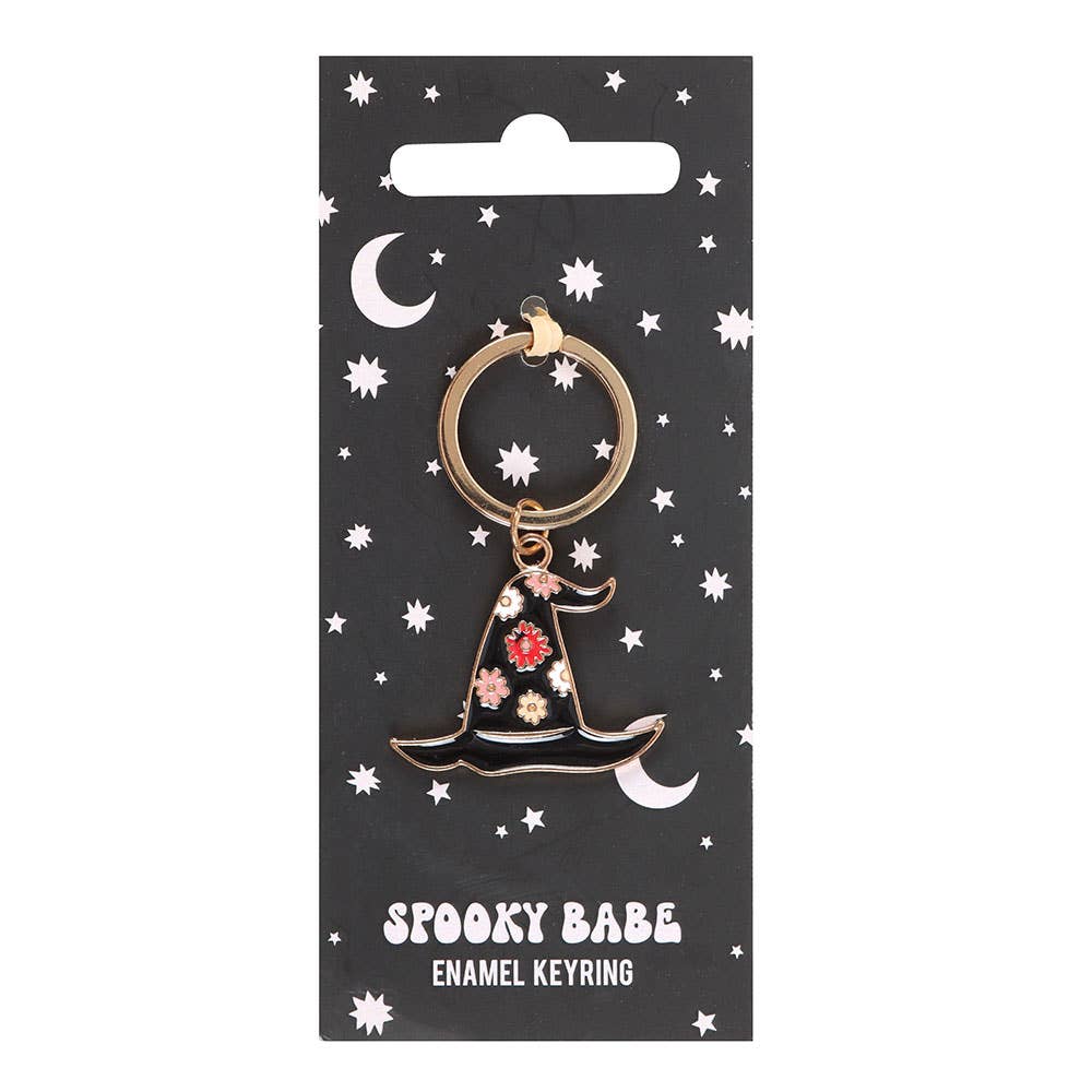 Spooky Babe Halloween Witch Hat Keyring