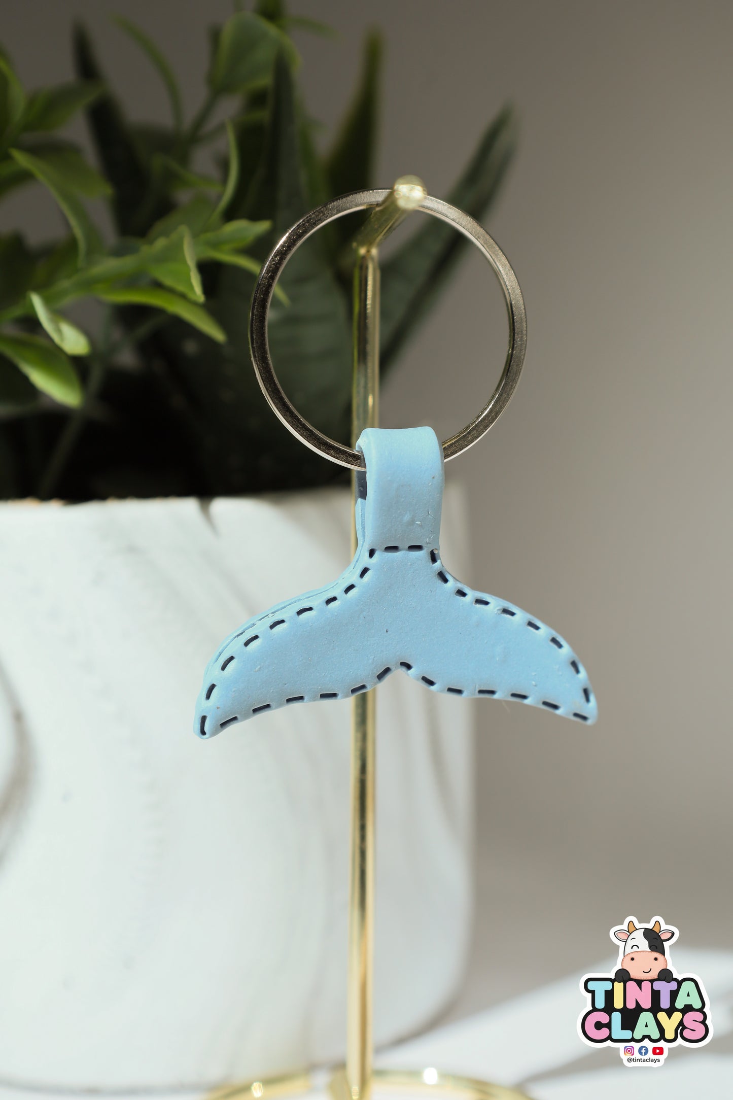 Fin-Tastic Flair Cute Whale Fin Polymer Clay Keychain