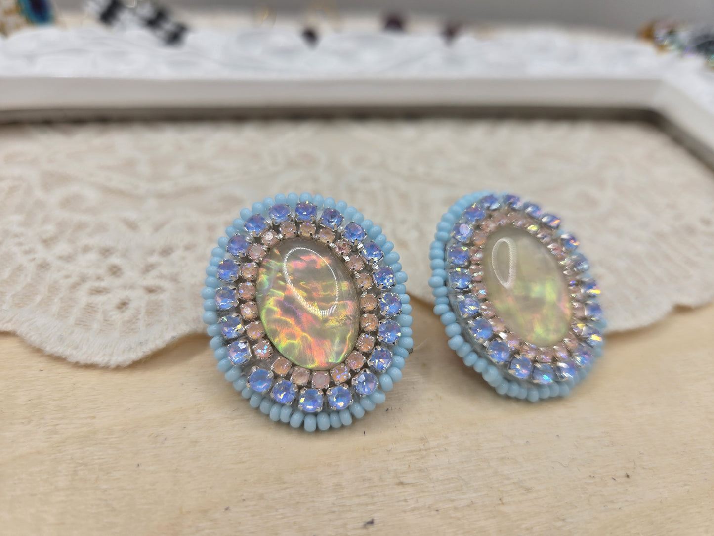 Flat stitch earrings