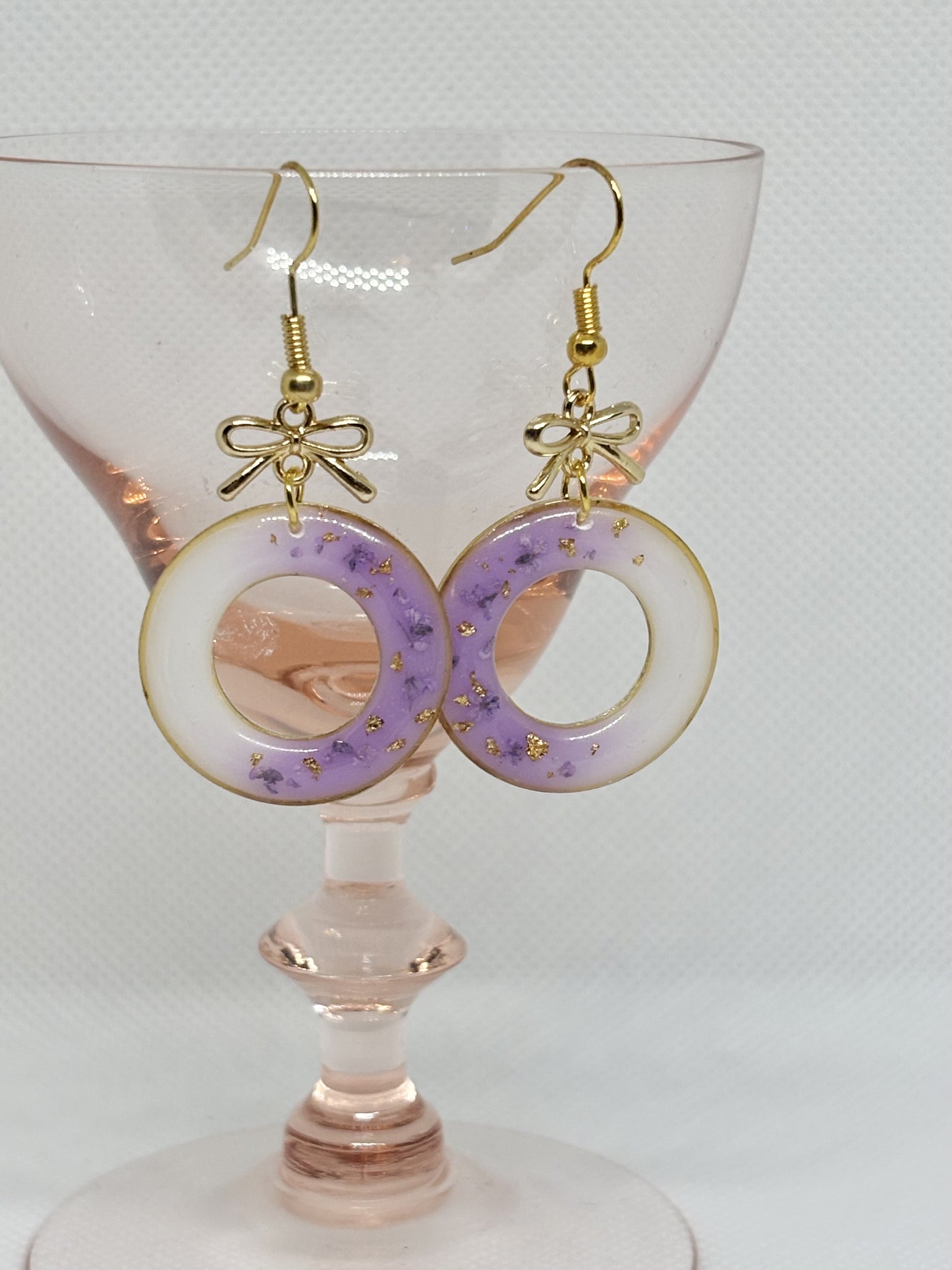 Gradient Flower Hoop Drop Earring