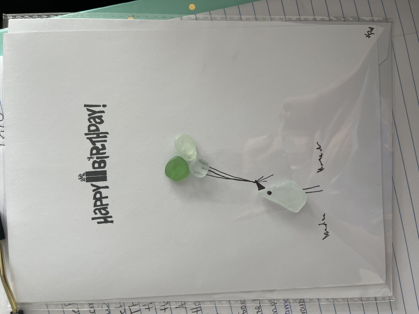 Bird Balloons Sea Glass Greeting card