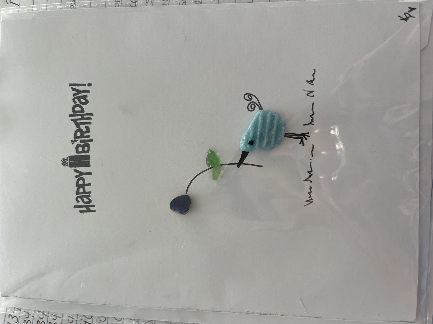 Happy Birthday Sea Glass Bird Greeting card