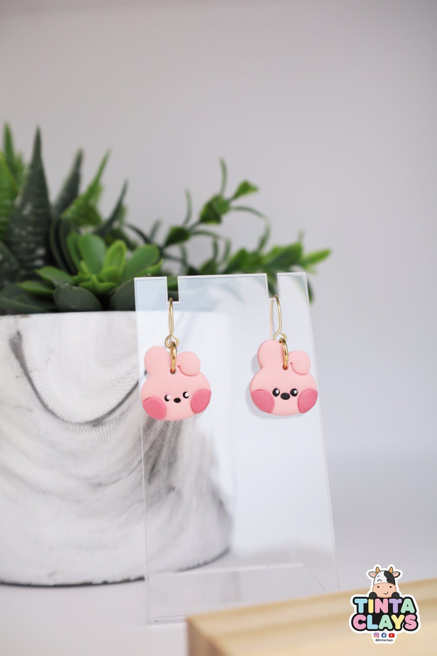 Cooky BTS inspired BT21 Minini | Pink Bunny Earrings