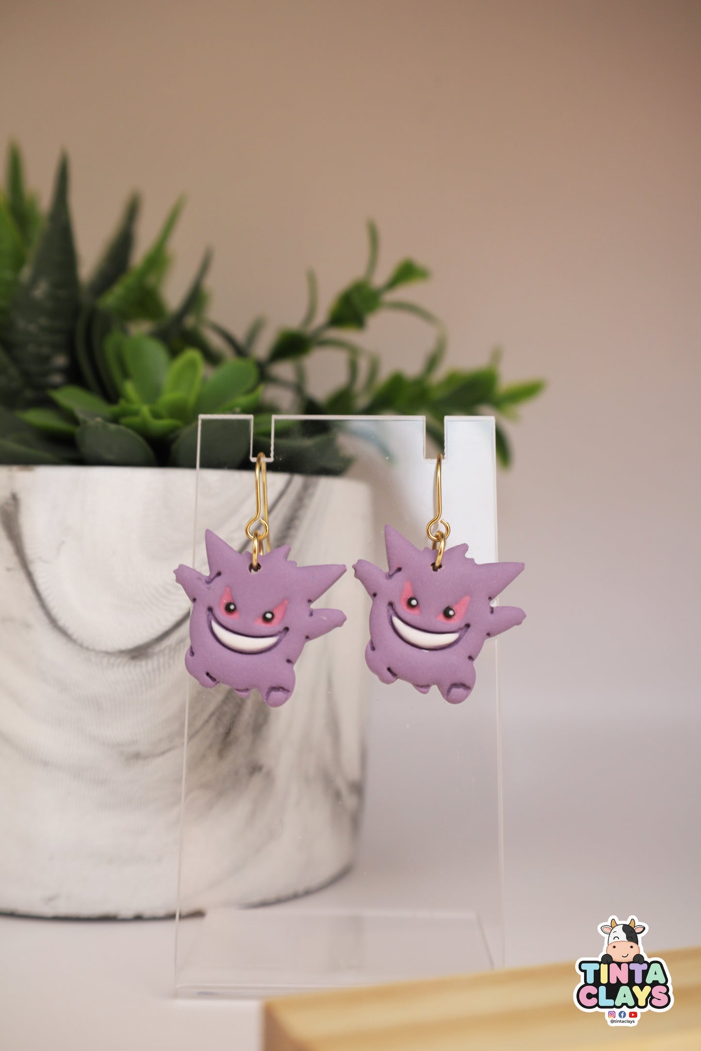 Gengar Pokemon Inspired | Handmade Shadow Monster Earrings