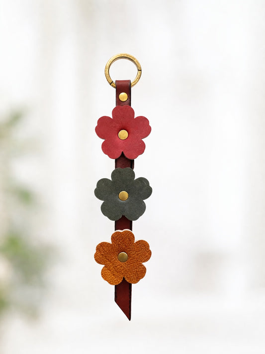 Leather Flower Keychain Bag charm