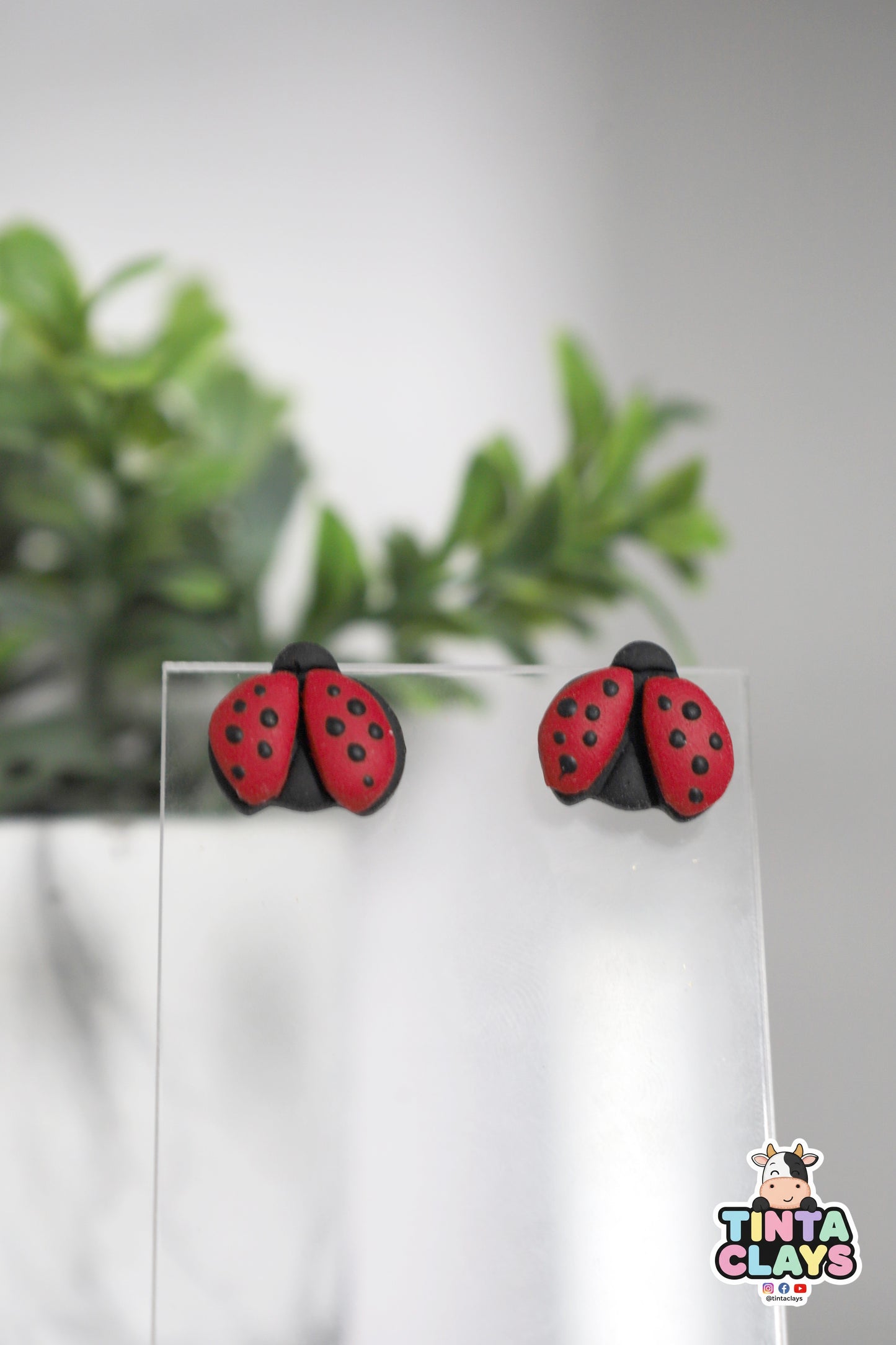 Ladybug Polymer Clay Stud Earrings