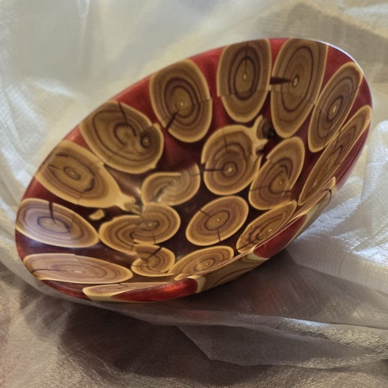 Lilac wood & red resin bowl