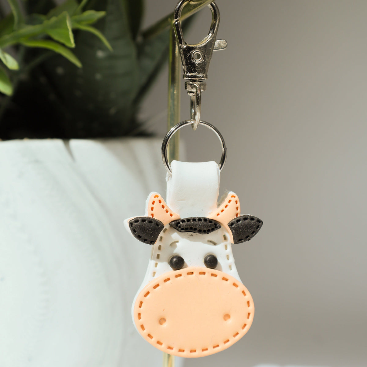 Cow Moo-d for Cuteness Polymer Clay Keychain