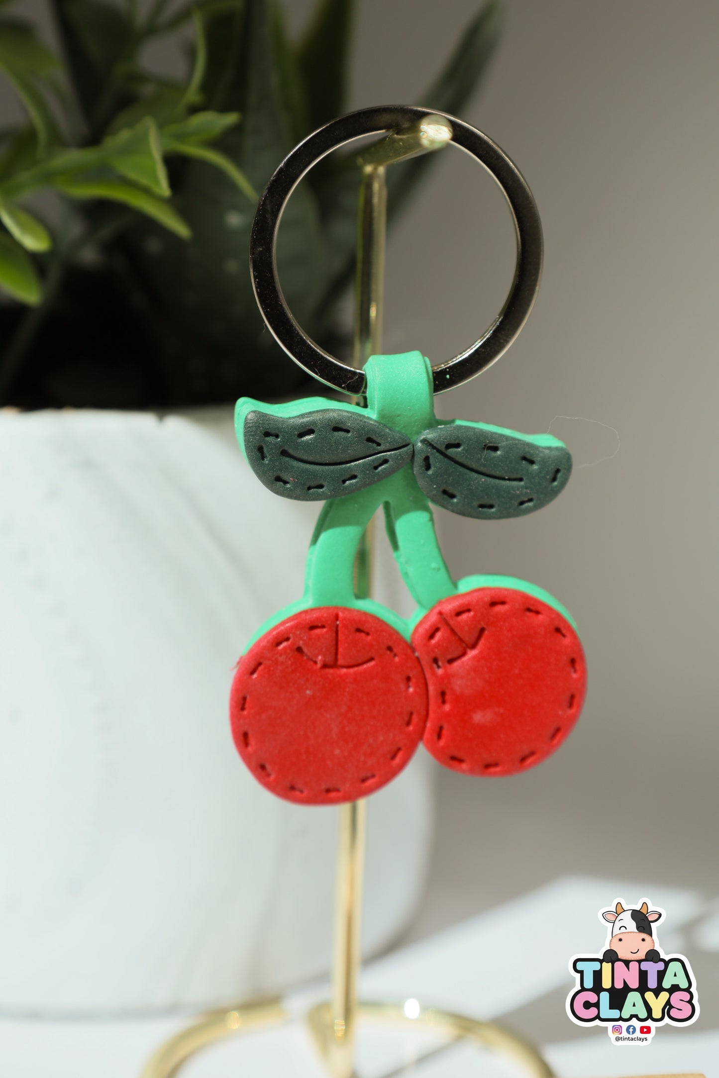 Sweet Cherry Polymer Clay Keychain