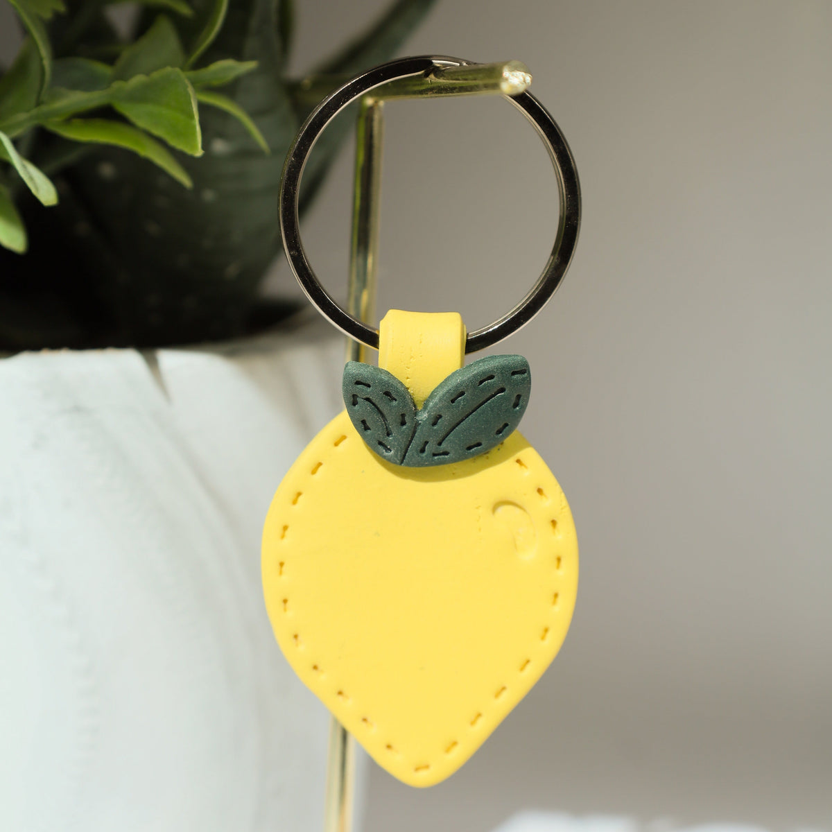 Zesty Lemon Polymer Clay Keychain