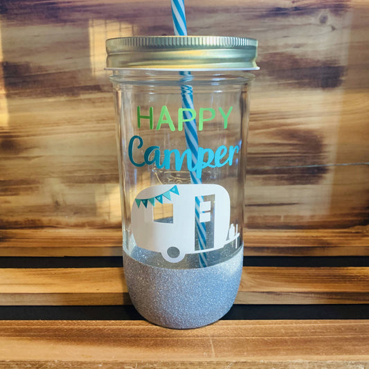 Happy Camper Glitter Jar - HandmadeSask