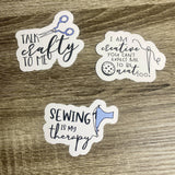Set of 12 Sewing 3" Vinyl Water Resistant Stickers/Decals - HandmadeSask
