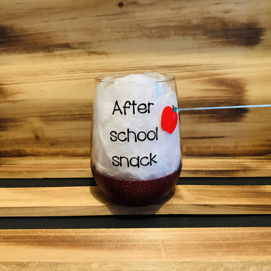 After School Snack Glitter Stemless - HandmadeSask