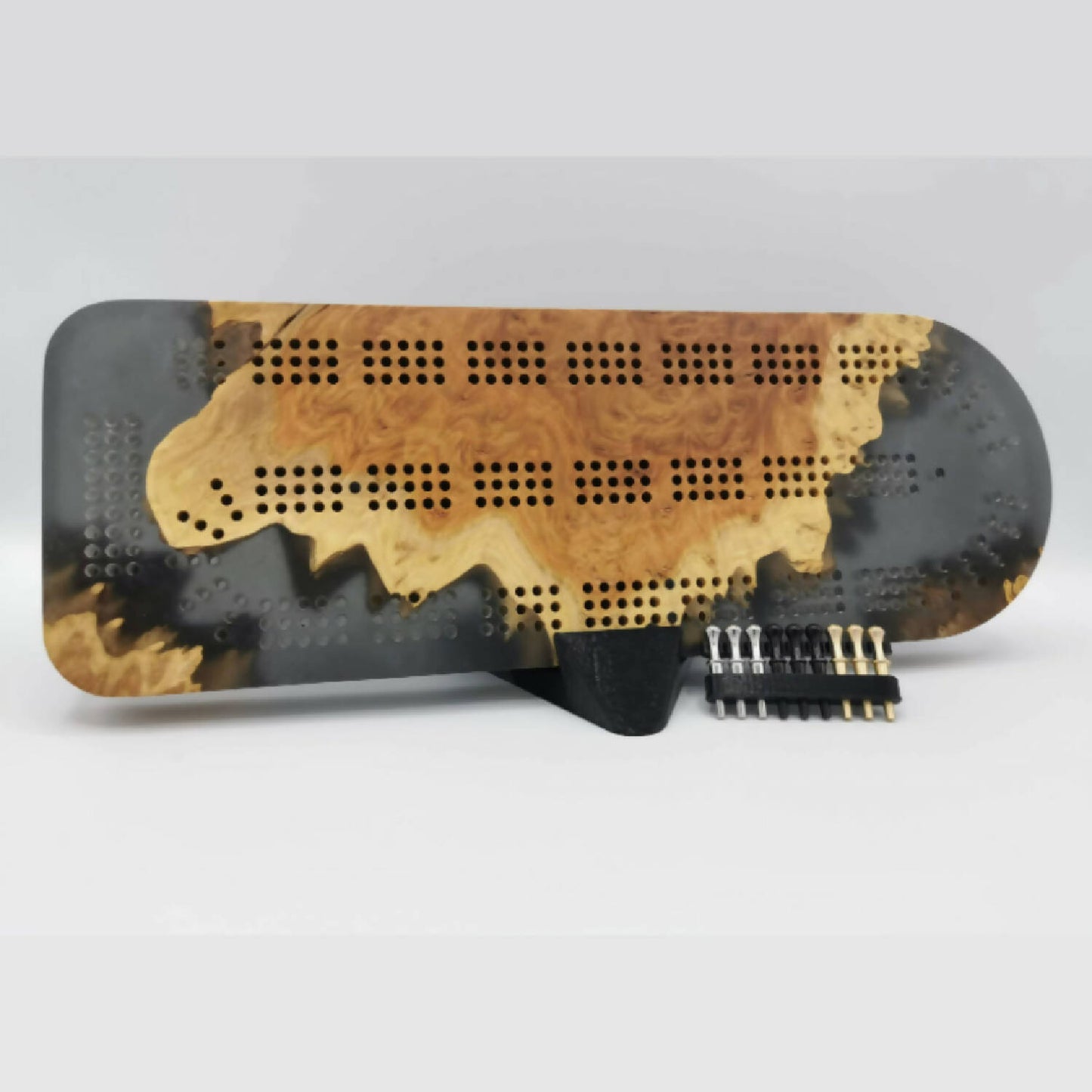 Epoxy and burl cribbage board