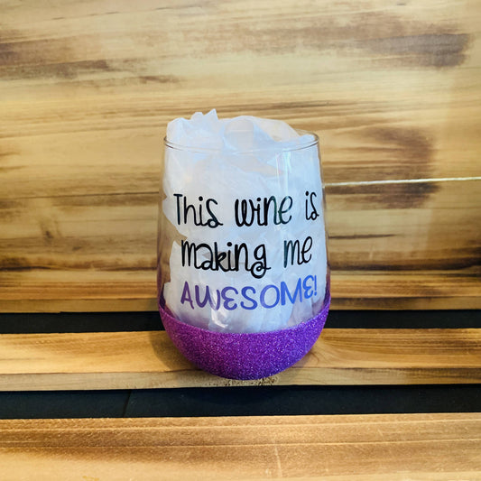 Making Me Awesome Glitter Stemless - HandmadeSask