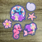 Set of 16 Floral Mermaids 2"-3.5" Vinyl Water Resistant Stickers/Decals - HandmadeSask
