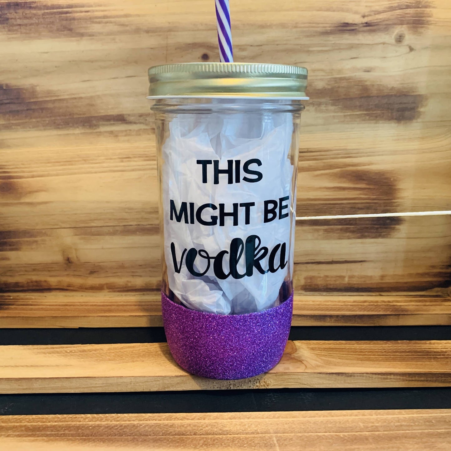 Might Be Vodka Glitter Jar - HandmadeSask