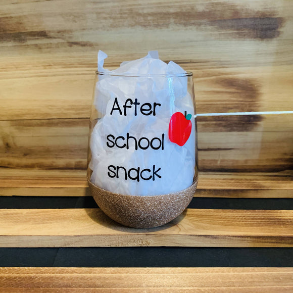 After School Snack Glitter Stemless - HandmadeSask