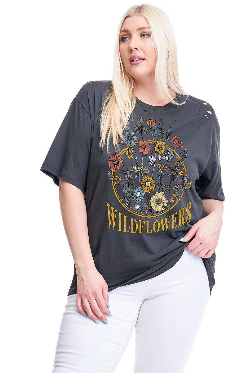 Wildflowers Vintage Graphic Plus Size Tee